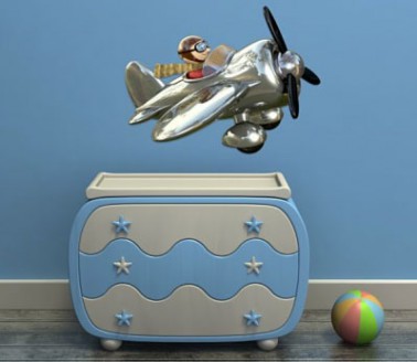 sticker avion aspect chrome grand modele